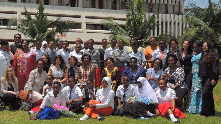 The girls and the mentors, as well as Justice Modesta Opiyo and Ms. Sarah Kilemi, speakers at the event